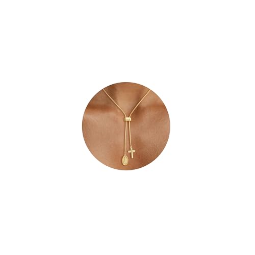 Image of CHESKY Long Necklaces for Women, 14k Gold Plated /Streling Silver Lariat Necklace Dainty Statement Prom Necklace Rosary Cross Sun Drop Pendant Dangle Necklace Gold Prom Jewelry for Women Gifts