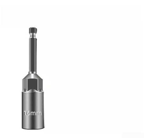 Llave de Profunda para acero CR-V 6,35mm para Taladro Eléctrico, Juego Herramientas Mecánica Coche, Extensión Larga Reparación Motor, Negro 15x2x3cm(150 Long - 16 Mm)