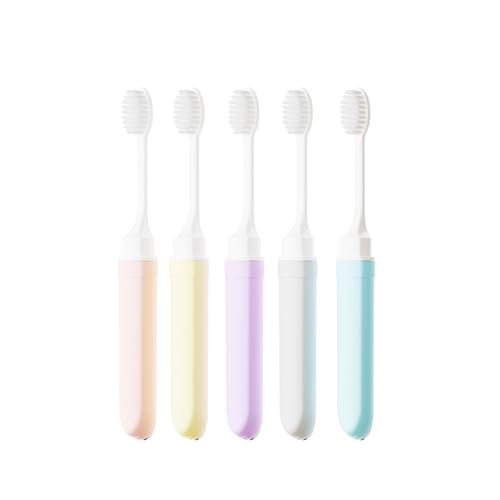 Genérico 5 Piezas Cepillo de Dientes de Viaje Plegable portátil pequeño Cepillo Dental Adulto Suave Cepillo de Dientes Dulces Colores