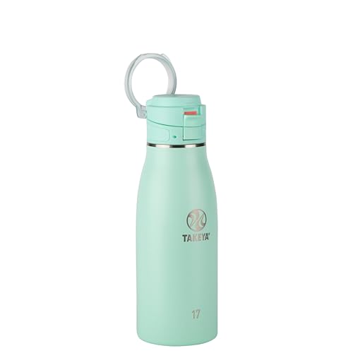 Image of Takeya Traveler Stainless Steel Travel Coffee Mug with Flip-Lock Lid (17 oz, Aqua)- Leakproof Insulated Mug for Coffee & Tea