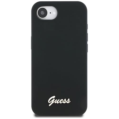 Coque pour iPhone 16e Guess Silicone Script Metal Logo GUHMPSE4SMBSLK - vue 4