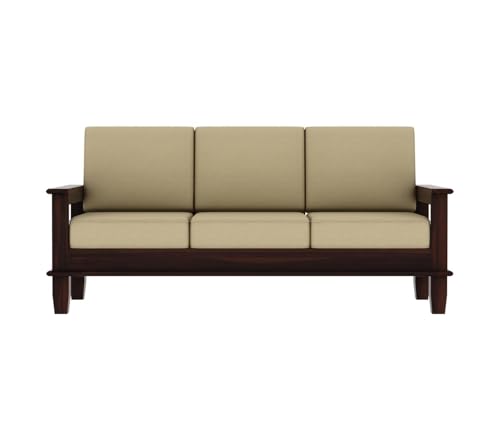 Image of Sheesham Wood 5 Seater Sofa Set for Home Living Room Office || Modern 3+1+1 Solid Wood Sofas Sets for 5 Person (DIY-SELF Assembly) (Walnut Finish)