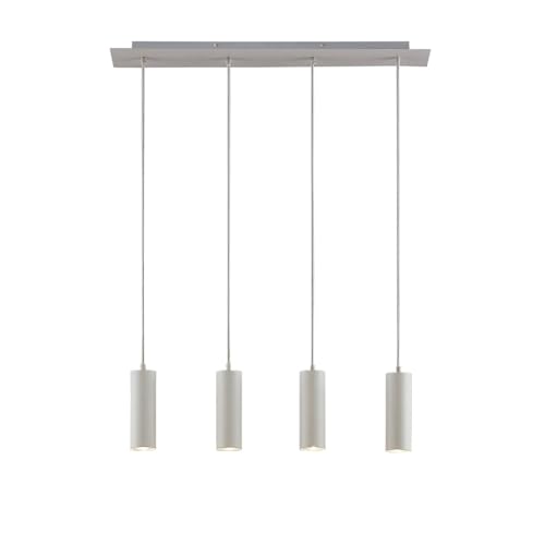 Lindby Lampadario a sospensione 4 luci cilindro Metallo Bianco, Lampada Pendente da Soffitto design Moderno Scandinavo per Soggiorno Sala pranzo Isola cucina Attacco GU10