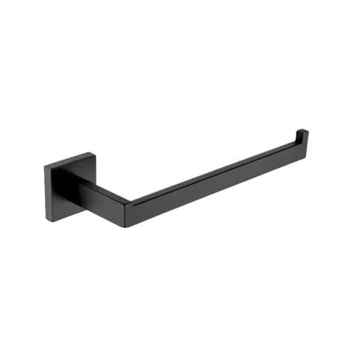 Stylish Matte Black Bathroom Accessories Set - Complete Collection with Towel Rail Toilet Brush Paper Holder Soap Dish Glass Shelf & Toothbrush Holder for Modern Elegant Home Decor