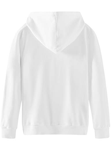 Spring&Gege Youth Solid Full Zipper Hoodies Soft Kids Hooded Sweatshirt For Boys And Girls Size 7-8 Years White #TOP1