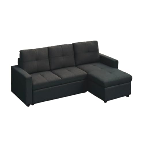 IBERA HOME Sofá Cama Chaise Longue Reversible Boga 215cm – con Arcón de Almacenamiento, Sistema de Arrastre y Estructura Robusta (Gris Oscuro)