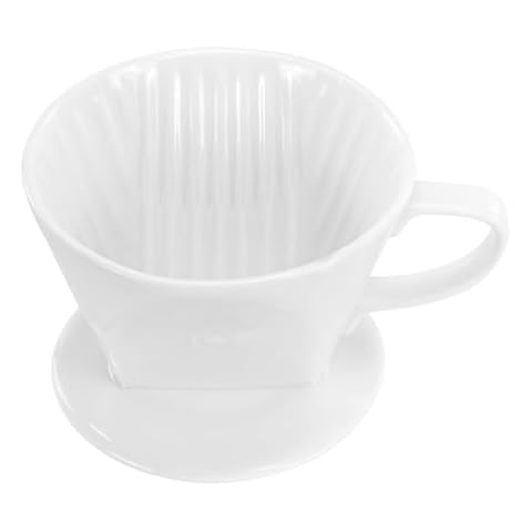LHUKSGF Pour Over Ceramic - Coffee Dripper Ceramic Coffee Maker with 3 Holes Flat Bottom, Porcelain Slow Filter Cone for Travel, Camping, Office, Home, Coffee Maker Brew, White Cover