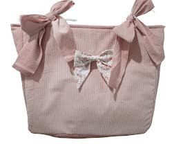 Conjunto universal de saco de invierno y bolsa de carro. Diseñado y confeccionado en España (waffle rosa con flores)