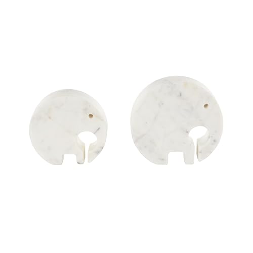 Set de 2 esculturas decorativas elefante de mármol blanco miniatura 3