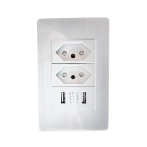 Tomada USB de parede bivolt Carregador Universal Celular espelho de embutir