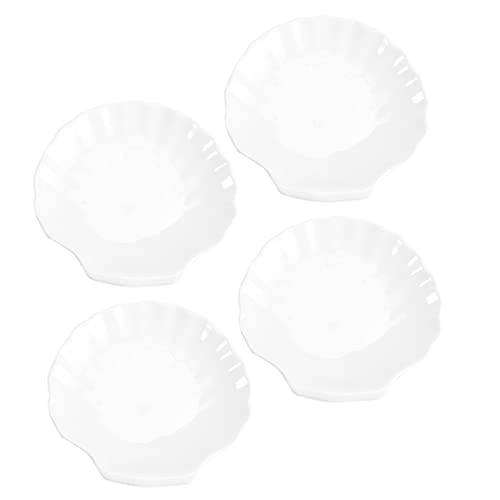 BESTYASH 4Pcs Shell Shaped Porcelain Food Plates Multipurpose Breakfast Serving Bowls Elegant Appetizer Dishes for Home Dining Jewelry Display Smooth and Easy to Clean