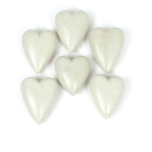 Kalalou A5742 Set of Six Hand Carved Stone Hearts, Gray