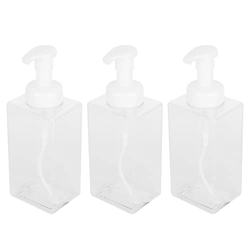 Cyrank Dispensador de jabón espumoso, 3 uds. Botella de Bomba Recargable de plástico Transparente, dispensador de jabón, Botellas de Bomba, contenedor de Botella de Bomba vacía con Bomba(500ML) Cover
