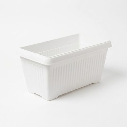 Image of Bello Rectangle 30cm White Plastic Planter | Rectangular Flower Pot for Home & Garden (Pack of 3)