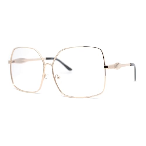 SA106 Womens Oversize Butterfly Clear Lens Metal Rim Ironic Granny Eye Glasses4