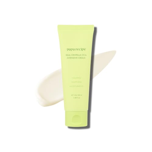 Papa Recipe Real Centella Cica Intensive Cream (100ml, 3.38fl oz) - Skin Barrier Strengthening Deep Moisturizing Cream, Centella + Ceramide Care, Sensitive Skin Soothing, Korean Skincare