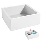 ENMOGO Foam Ball Pit for Toddlers Kids Square Soft Ball Pool Ideal Gift Play Toy for Children Kiddie Pools - White