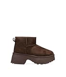 BOSANOVA Botines de Invierno para Mujer en Ante con caña Baja con Interior de Pelo y Suela de Plataforma con tacón. Sin Cierre. Calzado para Mujer Marron 39