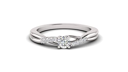 1/2 Carat TW Women's Moissanite and Natural Diamonds Engagement Ring in 10k White Gold