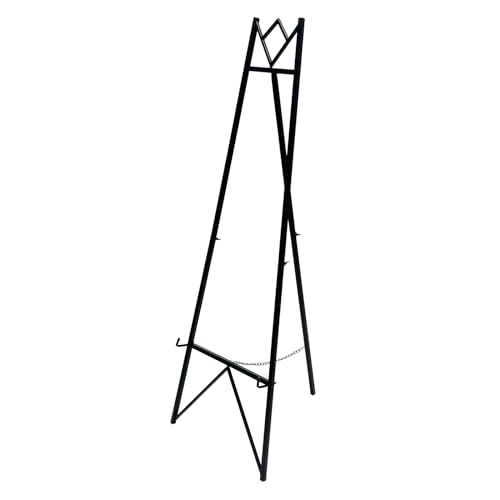 Caballete ajustable de hierro de 58 pulgadas, caballete de metal con soporte de cadena para espejo, caballetes de piso para mostrar letrero de boda (negro)