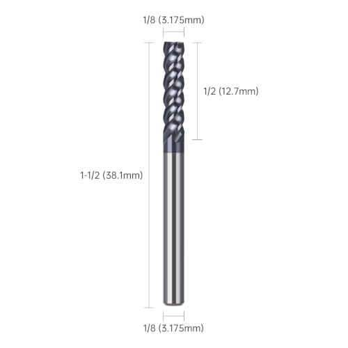 Image of HUHAO Square End Mill,4 Flute Variable Straight Milling Cutter 1 /8 inch Shank End Mill for Carbon Steel,Prehardened Steel,Stainless Steels,Carbide End Mills Sets for DIYers & Professionals