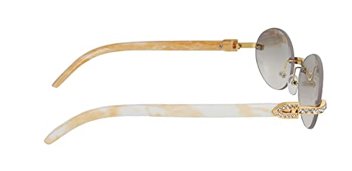 Retro Wood Buffs Vintage Style Rhinestones Decorated Clear Lens Sunglasses for Women & Men Fashion Crystal Shades4