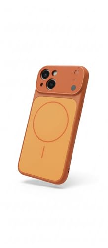 Image of Back Cover for iPhone 14 Case Soft Matte Glass Protective Camera Lens Plating with Magnetic for Magsafe Wireless Charging TPU Cover for iPhone 14 Orange