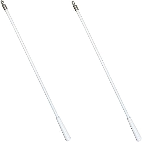 APUXON 2pcs 400mm Length Drapery Wand Curtain Pull Rod Fiberglass Material Blind Wand Vertical Blinds Rod with Hook Blind Opener Stick Tilt Rod Cover