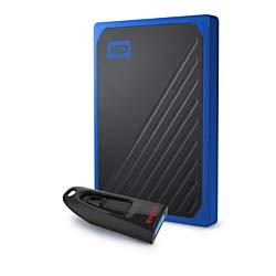 Western Digital My Passport Go 1TB Solid State Drive with SanDisk 64GB USB Flash Drive, WDBMCG0010BBT-WEDP - Detailed View