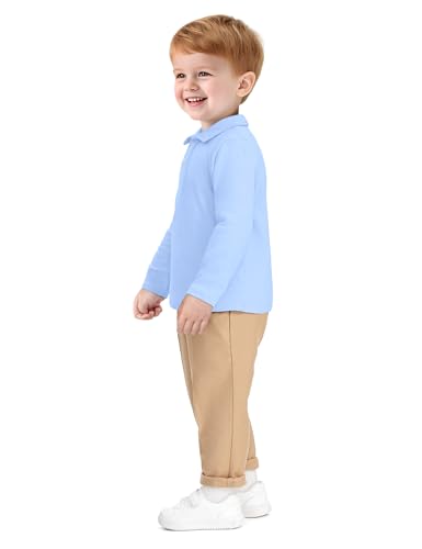 Toddler Boys Long Sleeve Polo Shirts School Uniform Dress Shirt Size18M-5T2