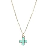 Colgante cruz cuadrada de 24 kt esmaltada por una cara en color aqua. Tamaño de la cruz 10mm*10mm