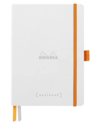 RHODIA 117815C, Flexible Notebook Journal Goalbook White, A5 14.8 x 21 cm, Dotted, 240 pages Ivory 90 gsm paper, 2 Ribbons