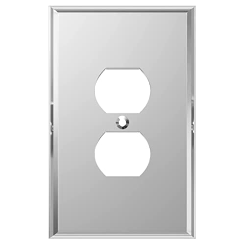 LIDER Duplex Receptacle Wall Plate Mirrored Outlet Cover for Duplex Outlet Plexiglass Outlet Cover Reflective Finish Modern Decoration Oversized 1-Gang 5.25 x 3.44 Acrylic Mirror Glass Silver