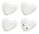 4pcs Ceramic Heart Shaped Plate Jewelry Trays Ring Storage,Snack Sauce Dishes