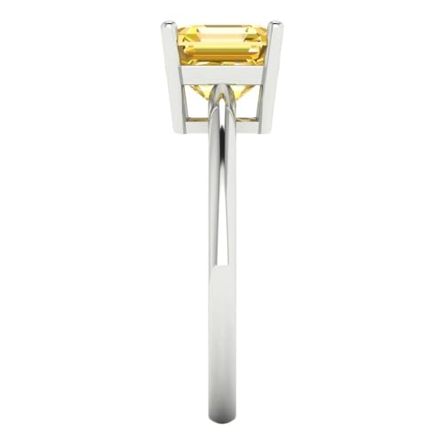 Clara Pucci 2 CTW VVS1 Natural Citrine Asscher Cut Classic Minimalist Solitaire Ring – Fine Jewelry Anniversary Ring for Women in Solid 18K White Gold3
