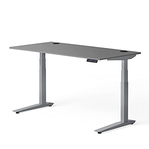 Image of Fully Jarvis Standing Desk 48 inch x 27 inch Stone Laminate Top - Electric Adjustable Desk Height from 23 inch to 43 inch with Memory Preset Controller (Rectangle, Silver Frame)