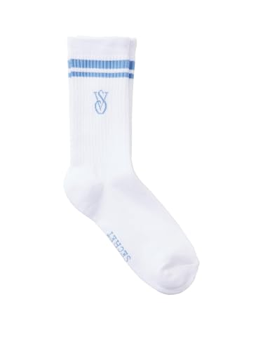 Victoria's Secret Crew Sock Color White/Blue One Size Fit All New
