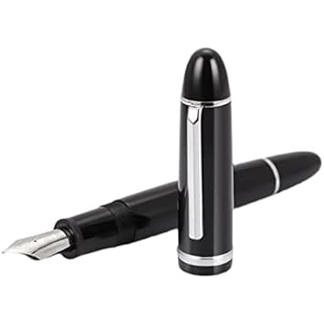 Levin Jinhao X159 Fine Nib Fountain Pen, Black Acrylic Big Size Writing Pen with gift box