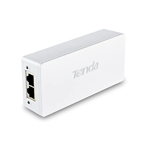 Tenda PoE30G AT PoE Inyector, Adaptador, Alimentador, 2 Puertos Gigabit RJ45, IEEE 802.3af / at, Plug and Play, Proporciona Energía hasta 100 Metros, 30W, 51V, Blanco