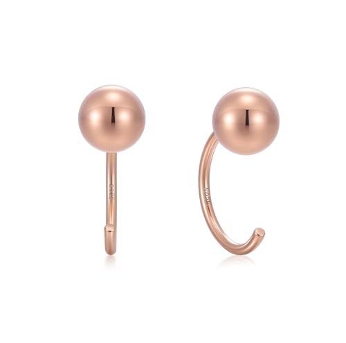 Image of CHIC & ARTSY 925 Sterling Silver Half Hoop Earrings for Women, Small Huggie Hoops Set with Ball Bar Star Moon Cross & Pearl, Lightweight Comfort Fit Everyday & Sleep Earrings