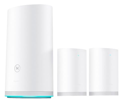 Huawei Wi-Fi Q2 Pro (1 Base + 2 Satélites) - Sistema de Wi-Fi en casa, Gigabit Powerline, Puertos GE completos, Roaming sin interrupciones, optimización de Wi-Fi de 5 GHz, Baja latencia, Plug & Play
