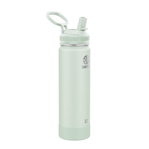 Image of Takeya 22 oz Actives Stainless Steel Water Bottle with Straw Lid - Leakproof, Double-Wall Insulated, Keeps Drinks Cold 24 hrs /Hot 12 hrs, BPA-Free, Powder-Coated, Gym & Travel, Fresh Mint
