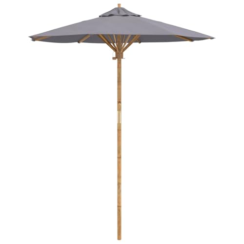 Parasol de jardin design en bambou et toile blanc crème haute densité