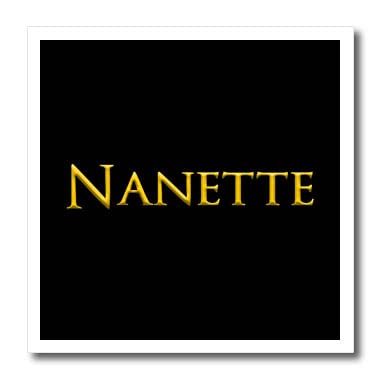 6x6 Iron on Heat Transfer for White Material - Nanette Favored Girl Baby Name in The USA. Yellow on Black Charm Alexis Design - Popular Female Names in USA