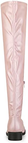 Allegra K Women's Thigh High Boots Low Block Heel Pink Over the Knee High Boots 11 M US Review | Image 4