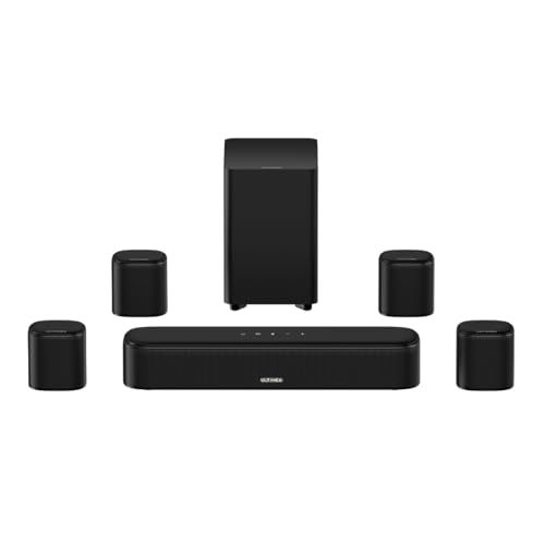 ULTIMEA 7.1ch Sound Bar with Subwoofer, 330W Peak Power, Virtual Surround Sound System for Smart TV, Home Theater Soundbar with 4 Surround Speakers, App Control, Opt/AUX/BT, Aura A40 (2026 Upgraded)