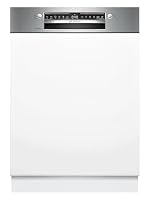 Bosch SMI4EVS08E, Serie 4, Smarter Geschirrspüler Teilintegriert 60 cm, Besteckschublade, Spülmaschine mit Programmassistent, sehr Leise, Oberkorb höhenverstellbar, Automatische Türöffnung, Edelstahl