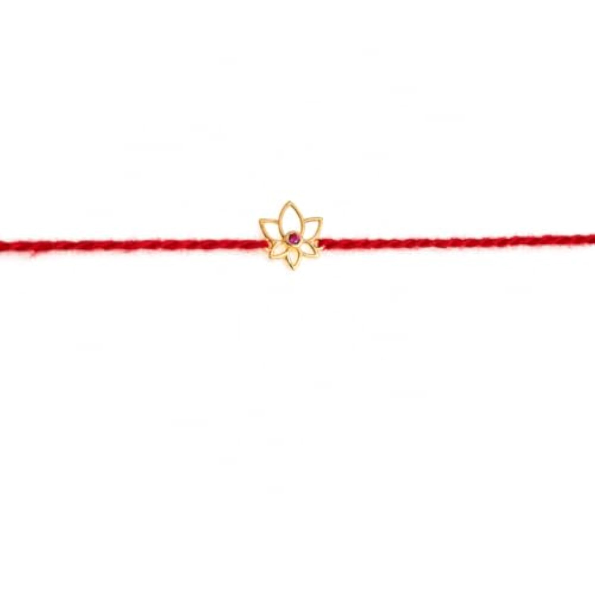 925 Sterling Silver Flower Rakhi with Pink Gemstone, Elegant Gift