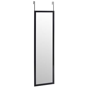 LOLAhome – Espejo Negro Largo Rectangular para Colgar en Puerta o Pared de Cuerpo Entero de 125×35 cm, Incluye 2 Ganchos fáciles de Quitar para Colgar en Puertas
