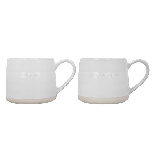 MIKASA Stoneware 2pc 380ml Cosy Mugs, 'I Love You', Gift Boxed, White, 9.7 cm (W) x 8.1 cm (H)